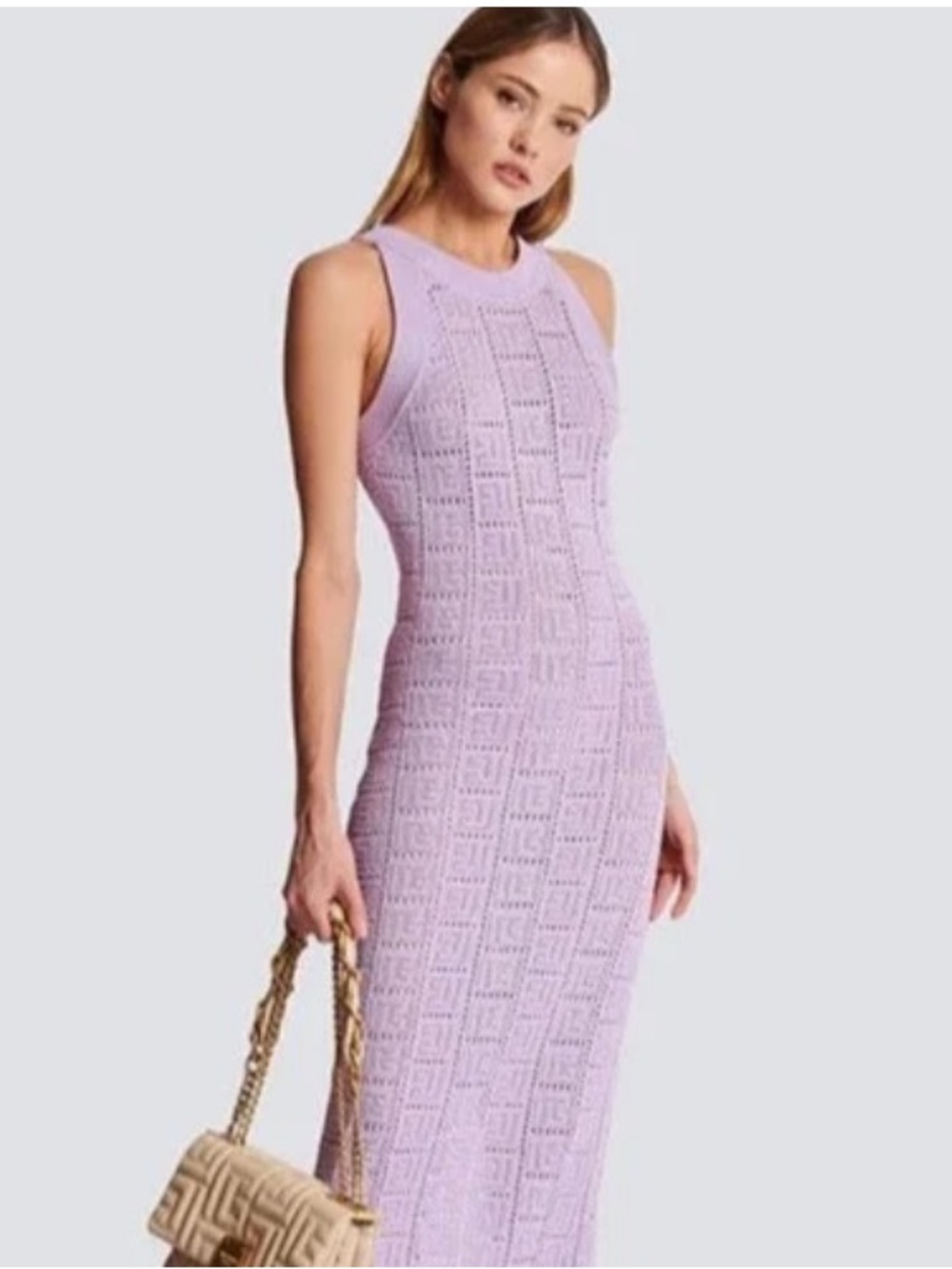KNIT FITTED MIDI DRESS